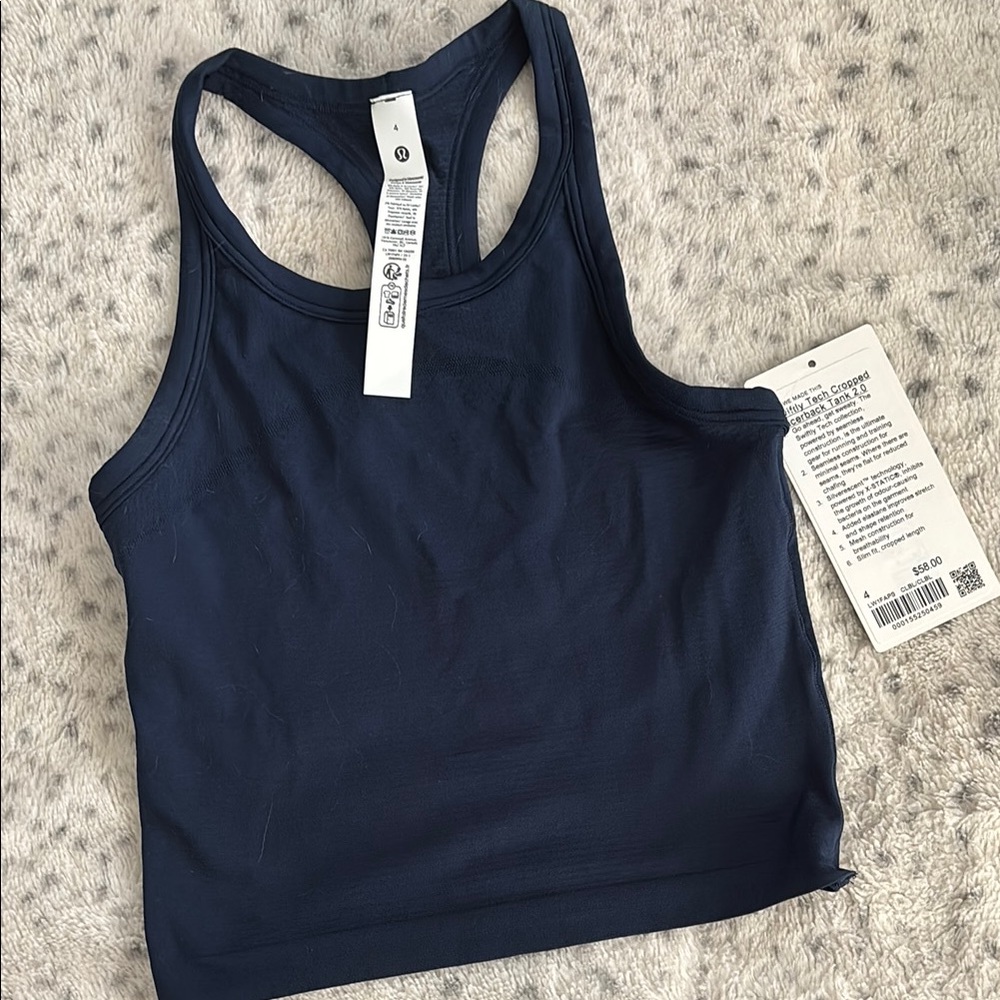 lululemon athletica Navy Blue Swiftly Cropped Tank Top 2.0 size 4 NWT